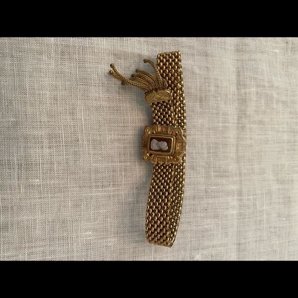 Vintage cameo mesh gold slide bracelet - Picture 2 of 5